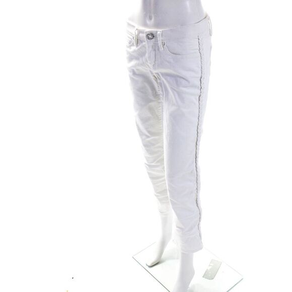 Lilly Pulitzer Womens Braided Mid Rise Slim Leg Capri Jeans White Size 4 - Picture 2 of 6